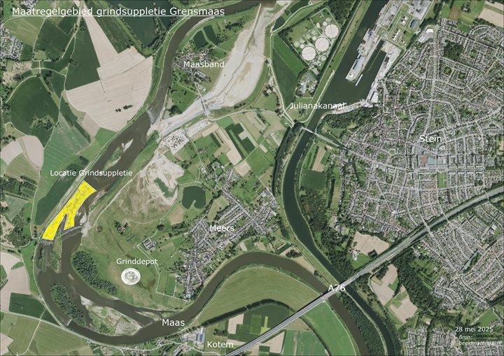 Locatiekaart grindsuppletie Grensmaas bij Meers
