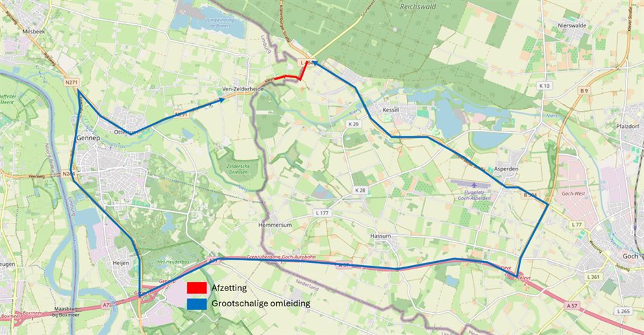 Werkzaamheden en omleiding N291 Ven-Zelderheide