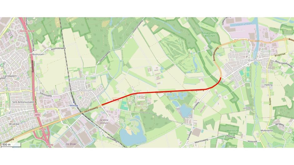 Werkzaamheden N270 fietspad Oostrum