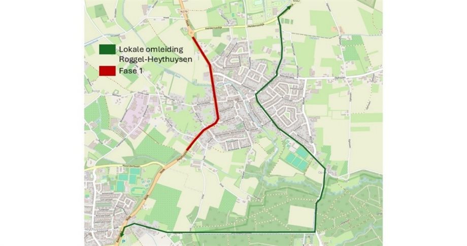 Lokale omleiding tijdens fase 1 van de werkzaamheden aan de N279