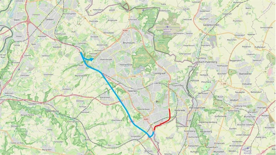 Kaart van de N300 tijdens de werkzaamheden