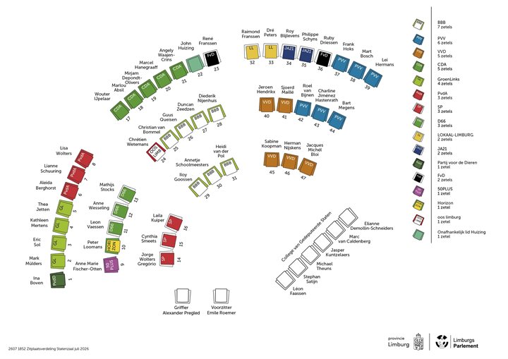2607 1852 Zitplaatsverdeling Statenzaal juli 2026 vooraanzicht met logo
